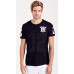 TRUE RELIGION Men T-Shirt MESH FOOTBALL with EMBROIDERED BUDDHA Black